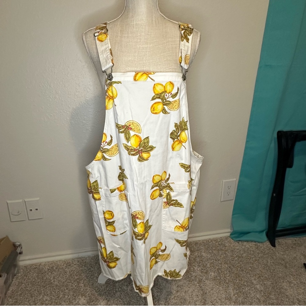 Overall Dress with Lemon Print, Size 2X